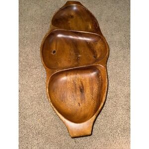 Monkey pod Wood Divided Wooden Server , vintage